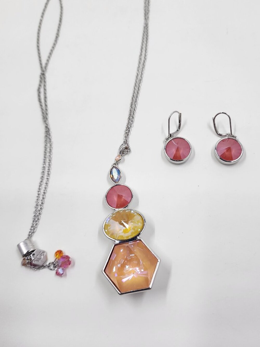 Touchstone Crystal Summer Delite Pendant Necklace with Earrings